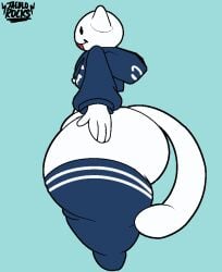 2025 anthro artist_name ass big_butt biped black_eyes blue_clothing clothed clothing crop_top digital_drawing_(artwork) digital_media_(artwork) domestic_cat english_text eyebrows felid feline felis femboy fur hair huge_butt hyper hyper_butt jaeblo_(jaeblorocks) jaeblorocks legwear long_tail looking_at_viewer male male_anthro mammal model_sheet overweight overweight_anthro reflective_body shaded shirt simple_background sketch smile solo t-pose tail text thick_thighs thigh_highs topwear white_body white_ears white_eyes white_fur white_hair white_skin wide_hips