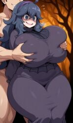 ai_generated dark_hair groping groping_breasts hex_maniac huge_breasts long_hair pokemon
