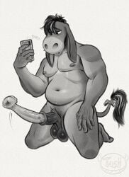5_fingers absurd_res animal_genitalia animal_penis anthro asinus balls biped disney donkey eeyore equid equine equine_genitalia equine_penis erection fingers flared_penis genitals hi_res male mammal medial_ring navel overweight overweight_anthro overweight_male penis solo tail tail_tuft tuft tush_(artist) vein veiny_penis winnie_the_pooh_(franchise)