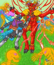 2_penises action_pose action_scene anklet anthro anus armor armwear ass backsack ball_tuft balls black_body black_fur blue_body blue_eyes blue_fur blue_penis bone bovid bracelet cape caprine clothing digital_drawing_(artwork) digital_media_(artwork) ear_piercing ear_ring electricity erection facial_piercing fangs fight fighting_pose fingers fist flaccid flower foreskin fungus fur fur_markings genital_piercing genitals glyphs goat gold_body gold_penis grass green_eyes group hi_res holding_object holding_weapon hooved_fingers hooves horn humanoid jewelry knife lightning magic magic_user male mammal markings multi_arm multi_eye multi_genitalia multi_limb multi_penis multicolored_body multicolored_fur mushroom necklace necromancer nipple_piercing nipples nose_piercing penis penis_piercing petals piercing plant pose pupils red_body red_fur ring_piercing robyn_crawford skeleton slit_pupils symbol tail teeth tuft unconvincing_armor unguligrade unknown_species unusual_anatomy unusual_tail vein veiny_penis weapon white_body white_fur wispypie
