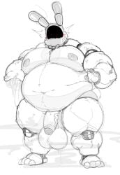 abbamusa410791 balls bara big_balls big_muscles big_penis bonnie_(fnaf) five_nights_at_freddy's five_nights_at_freddy's_2 flaccid huge_cock male male_only monochrome musclegut muscles muscular nude overweight penis solo solo_male withered_bonnie