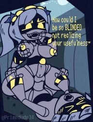 breasts cowgirl_position futanari intersex j_(murder_drones) male male_on_futa murder_drones n_(murder_drones) one_futanari one_male praise primedude34 sharp_teeth