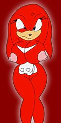 anthro beige_skin breasts color echidna exposed_breasts eyes female female_only front_view fur furry_breasts knuckles_the_echidna mammal monotreme open_eyes pussy red_fur rule_63 solo sonic_(series) standing supersonicrulaa