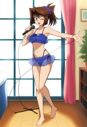 1girls ai_generated bikini blue_bikini full_body solo swimsuit tea_gardner yu-gi-oh!