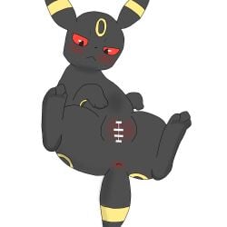 anus ass_up black_fur blush censor_bar censored censored_pussy digital_media_(artwork) feet female female_only feral frown furry generation_2_pokemon genitals hi_res interspecies looking_at_viewer lying mammal nintendo nude on_back paws pokemon pokemon_(species) pussy red_eyes ring_(marking) simple_background solo solo_focus spread_legs tagme tail umbreon vagina video_games vulva yellow_fur
