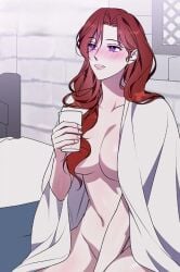 areola areolae blush blush boobs_out breasts breasts korean lysithea_hilenaire_del_arman manhwa nipples red_hair sex towel_over_breasts towel_wrap winter_wolf winter_wolf_(manhwa)