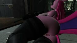 anthro anus ass_focus back_view big_breasts black_legwear breasts female lovander pal_(species) palworld presenting_pussy pussy vrchat vrchat_avatar vrchat_model