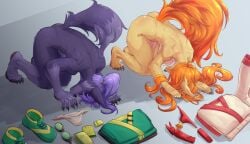apologizing ceroba_(undertale_yellow) ceroba_ketsukane chujin_(undertale_yellow) chujin_ketsukane furry furry_only nude undertale_yellow unknown_artist