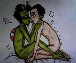 2boys alien dib gay green_skin human invader_zim male male_only nude smooth_skin tagme zim