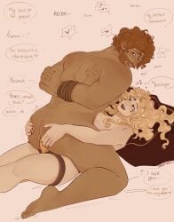 ass_squish beard blonde_hair bluet0nes dilf dilf_bottom dominant_female fat_ass femdom greek_female greek_male greek_mythology helen_of_troy hetero_sex looking_up married_couple married_female married_male menelaus milf orange_hair pale_skin pegging praise red_head straight_sex tan_skin tears teasing tied_arms tied_up trojan_war