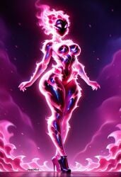 1girls ai_generated breasts darkeffect elemental_creature elemental_humanoid female female_focus female_only fire fire_creature fire_hair fire_humanoid flame flames nude pink_body pink_flames pink_skin solo solo_female solo_focus wide_hips