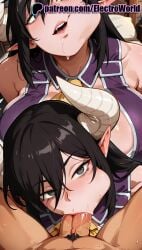 1boy 1girls 2025 :>= ai_generated artist_name black_hair blowjob blowjob_face blush cheek_bulge cock deepthroat dick ear_blush electroworld elf fellatio female group_sex harvin hi_res high_quality high_resolution highres isekai_one_turn_kill_neesan:_ane_douhan_no_isekai_seikatsu_hajimemashita kilmaria licking male_pubic_hair multiple_fellatio multiple_girls oral oral_sex patreon patreon_username penis pointy_ears pubic_hair saliva stable_diffusion straight sucking threesome watermark