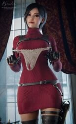 1girls 3d ada_wong black_hair fgnilin looking_at_viewer panties resident_evil resident_evil_4