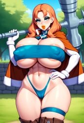 1girls abs adapted_costume ai_generated alluring annette_fantine_dominic areola areolae barely_clothed belt_buckle belt_collar bimbo bimbo_body bimbo_lips bimbofication bimbofied blue_eyes breasts breasts_bigger_than_head brooch, cameltoe cloak collar elbow_gloves eyeshadow female fire_emblem fire_emblem:_three_houses forest forest_background gigantic_breasts half-closed_eyes hand_on_hip holding_weapon hourglass_figure huge_breasts lipstick long_eyelashes makeup massive_breasts midriff muscular muscular_bimbo muscular_female navel nipple_bulge novelai orange_hair outdoors outside post-timeskip puckered_lips seductive seductive_eyes seductive_look seductive_smile sexy sexy_body sexy_pose smile solo solo_female stone_wall strapless tgm101_(artist) thick_lips thigh_boots thigh_strap thong tree trees tube_top tubetop warhammer warhammer_(weapon) weapon weapon_over_shoulder