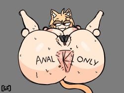 1girls anal_only anus areolae ass ass_bigger_than_head big_areola big_ass big_breasts big_butt blonde_hair body_writing bottom_heavy breasts breasts_bigger_than_head bubble_butt cat_ears cat_tail catgirl covered_pussy curvaceous curvy curvy_figure english_text erect_nipples female female_only ghostfuckrr grey_background huge_ass huge_breasts legs_up melty_blood narrowed_eyes neco-arc nude on_back puffy_anus pussy pussy_tape red_eyes solo solo_female spread_legs sweat sweaty sweaty_body sweaty_breasts sweaty_butt sweaty_thighs tail text thick_thighs tsukihime voluptuous voluptuous_female wide_hips