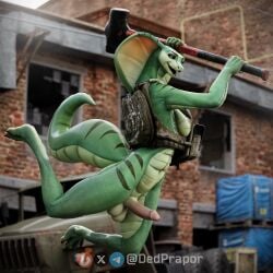 3d anthro escape_from_tarkov female furry futa_only futanari intersex lizard lizard_girl military_uniform snake