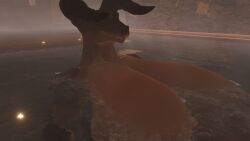 3d anthro big_breasts breasts casual_nudity closed_eyes deathclaw fallout female female_only fully_nude in_water indoors no_artist no_artist_signature no_source scalie scalie_female scalie_only vrchat vrchat_avatar vrchat_model