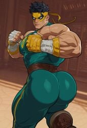 1boy ai_generated ass bara clothed dukatar44 iron_fist male male_focus male_only marvel marvel_rivals muscular_arms solo solo_male