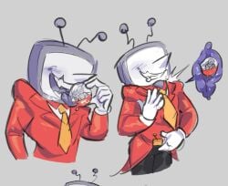 capsule deltarune fangs internal_view mawshot object_swallowing tenna_(deltarune) throat_bulge vore vore_comic ych