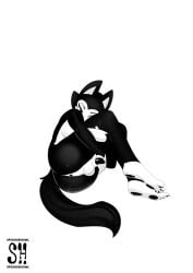 animal_genitalia animal_penis anthro anus ass balls black black_body black_eyes black_fur breasts canid canine canine_genitalia canine_penis canis character claws colored digital_media_(artwork) ear erection eyes fur furry futanari genitals gynomorph hi_res intersex line_art lying mammal nsfw nude on_side pawpads penis pinup pose shaded side_boob signature solo spoogie spoogie_(spoogiehowl) spoogiehowl tail thick_thighs white white_body white_fur wolf