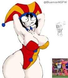 big_breasts big_thighs bluemannsfw breasts glitch_productions gooseworx pomni pomni_(the_amazing_digital_circus) sketch tagme the_amazing_digital_circus white_background