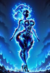 1girls ai_generated blue_body blue_flames blue_skin breasts darkeffect elemental_creature elemental_humanoid female female_focus female_only fire fire_creature fire_hair fire_humanoid flame flames nude solo solo_female solo_focus wide_hips