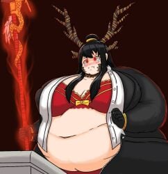 bbw chinese_dragon dragon_horns library_of_ruina project_moon sad theshakc1 weight_gain xiao_(library_of_ruina)