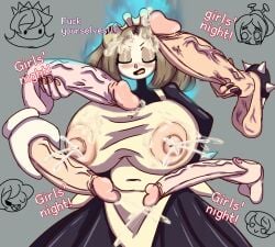 4futas aged_up angry belly big_breasts big_penis bloody_marie blush breasts chubby cum cum_on_body cumshot erection fat female femsub filia_(skullgirls) futanari grabbing grabbing_breasts grabbing_penis intersex mad massive_breasts massive_penis masturbation multiple_girls nipples painwheel peacock_(skullgirls) penis pillow_shading pov skullgirls text titjob umbrella_(skullgirls) zdroidpkp