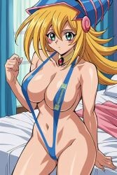 1girls ai_generated bikini dark_magician_girl female grecolanding sling_bikini solo yu-gi-oh!