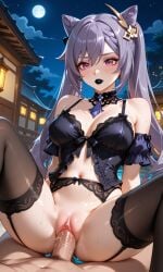 ai_generated alucardsnakexz27 full_moon genshin_impact keqing_(genshin_impact) penetration pov pussy sex