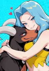 1dog 1girls ai_generated female houndoom karen_(pokemon) pokemon tagme zoophilia
