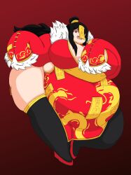 bbw halloween jiangshi_costume library_of_ruina project_moon theshakc1 weight_gain xiao_(library_of_ruina)