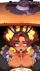 1boy 1girls 2025 ai_generated animal_ears artist_name blowjob blowjob_face blush boobjob breast_squeeze breastjob breasts breasts breasts brown_hair bust chest cock dark-skinned_female dark_skin dick electroworld epithet_erased exposed_nipples fellatio female green_eyes hi_res high_quality high_resolution highres licking long_hair lorelai_blyndeff nipples nipples_outside nose_blush oral oral_sex paizuri patreon patreon_username penis pov rabbit_ears solo_focus stable_diffusion straight sucking sweat titjob uncensored watermark