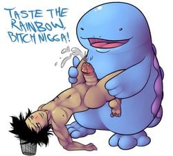 aintsmart cum cumshot gay gay_sex male_focus male_only nintendo original_character penis pokémon_(species) pokemon pokephilia profile quagsire quagsire_(artist) racism ropii the_n_word tongue