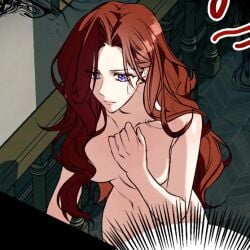 areola areolae boobs_out breasts breasts convenient_censoring convenient_censorship korean lysithea_hilenaire_del_arman manhwa nipples red_hair winter_wolf winter_wolf_(manhwa)