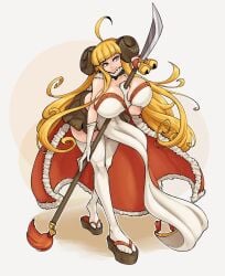 1girls anila_(granblue_fantasy) granblue_fantasy huge_breasts spear tagme weapon