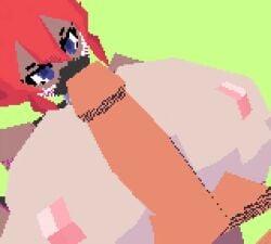2024 3d_(artwork) ambiguous_species animated anthro big_breasts blue_eyes bouncing_breasts breast_play breasts claws digital_media_(artwork) duo erection female genitals green_background hair huge_breasts human human_on_anthro interspecies light_body light_skin loop low_framerate low_poly male male/female mammal mask nipples nude penis polez red_hair sex simple_background titjob wearing_mask