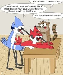 3pac anthro cartoon_network male_focus margaret_smith_(regular_show) mordecai_(regular_show) penis regular_show rigby_(regular_show)