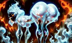 1girls ai_generated anus ass bent_over breasts darkeffect elemental_creature elemental_humanoid female female_focus female_only fire fire_creature fire_hair fire_humanoid flame flames glowing_body glowing_genitalia nude presenting presenting_hindquarters pussy solo solo_female solo_focus white_fire wide_hips