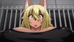 1girls 2025 20s ajin_ga_osuki_nan_desu_ne alley animated animated blonde_hair dog_ears dog_girl dog_nose female hairy large_breasts mocha_(ajin_ga_osuki_nan_desu_ne) monster_girl queen_bee_(animation_studio) sweat tagme tall_female tank_top yellow_eyes
