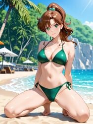 1girls ai_generated bikini bishoujo_senshi_sailor_moon female green_bikini sailor_jupiter solo swimsuit
