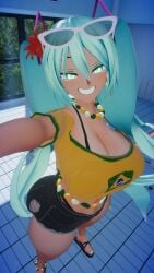 1girls 3d brazilian_miku huge_breasts looking_at_viewer smile tagme vocaloid vrchat