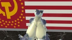 1girls 3d anthro big_breasts breasts communism female female_only kroxigor kroxigor_(vulgarvictor) lizardman_(warhammer_fantasy) looking_at_viewer nipple_piercing nipples pose pussy pussy_piercing tail vrchat vrchat_avatar vrchat_model warhammer_(franchise) warhammer_fantasy
