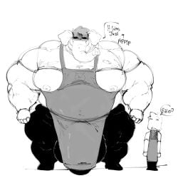 abbamusa410791 anthro balls bara bara_with_male_audience big_balls big_bulge big_muscles big_penis bulge elephant extreme_size_difference flaccid huge_cock hyper_penis male male_only monochrome muscles muscular penis size_difference tight_clothing transformation
