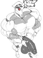 abbamusa410791 auto_(wall-e) balls bara big_balls big_muscles big_penis boner erection huge_cock male male_only monochrome muscles muscular nude penis precum robot solo solo_male speech_bubble wall-e