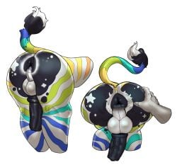 animal_genitalia animal_penis anthro anus anus_focus ass backsack balls bent_over big_butt black_anus black_penis butt_focus butt_grab digital_media_(artwork) equid equine equine_genitalia equine_penis femboy fur genitals hand_on_butt hi_res male mammal multicolored_body multicolored_fur nude penis perineum presenting presenting_anus rainbow_body rainbow_fur rear_view solo spread_anus spreading tail thick_thighs wide_hips zyiichy
