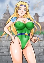 areolae ass big_breasts blonde_hair body_paint bodypaint breasts celes_chere completely_nude completely_nude_female false_clothes female final_fantasy final_fantasy_vi highres long_hair navel nipples nude nude_female painted_clothes thick_thighs thighs wide_hips