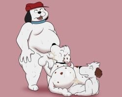 2025 anal anal_sex andy_(peanuts) anthro ass ball_fondling balls beagle big_balls big_butt big_penis black_ears black_eyes black_nose blue_collar bodily_fluids brother_(lore) brothers_(lore) brown_body brown_ears brown_fur brown_tail canid canine canis closed_eyes clothing collar colossalstars cum cum_in_ass cum_in_mouth cum_inside digital_media_(artwork) domestic_dog fellatio fondling fur genital_fluids genitals group hair half-closed_eyes hand_on_leg hand_on_own_leg hat headgear headwear hi_res hunting_dog incest_(lore) looking_pleasured male male/male male_penetrated male_penetrating male_penetrating_male mammal marbles_(peanuts) markings moobs multicolored_body multicolored_ears multicolored_fur narrowed_eyes obese obese_anthro obese_male olaf_(peanuts) on_bottom on_top oral overweight overweight_anthro overweight_male peanuts_(comic) penetration penile penile_penetration penis penis_in_ass penis_in_mouth red_clothing red_hat red_headwear reverse_cowgirl_position scent_hound sex short_tail sibling_(lore) spitroast spots spotted_body spotted_ears spotted_fur standing sweat tail thick_thighs three-quarter_view tongue trio two_tone_body two_tone_ears two_tone_fur two_tone_tail white_body white_fur white_hair white_tail