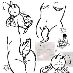 alien alien_futa alien_girl anal antenna antennae antennae_(anatomy) anthro blowjob bunny_ears cum_in_pussy doodle doodles dot_eyes futa_focus futa_only futanari futasub intersex original_art original_artwork original_character panties petite reptile_tail tendril thighs trans_woman transfem