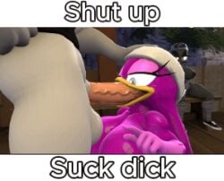 3d_(artwork) adam_(juicyducksfm) animated anthro avian balls big_balls big_breasts big_penis bird black_clothing black_shirt black_topwear blue_eyes breasts canid canine canis clothing corvid corvus_(genus) crow deep_throat digital_media_(artwork) duo face_fucking fan_character female footwear fur genitals grey_body grey_fur hat headgear headwear hirundinid irrumatio juicyducksfm kerchief looking_at_another low_res male male/female mammal masturbation muscular muscular_male nature nature_background oral oral_penetration oscine passerine penetration penile penis penis_in_mouth purple_body purple_skin rubbing_pussy sarah_the_crow sega sex shirt shoes sonic_(series) sonic_riders sonic_the_hedgehog_(series) source_filmmaker_(artwork) swallow_(bird) swallow_bird text topwear wave_the_swallow white_body white_fur wolf yellow_eyes
